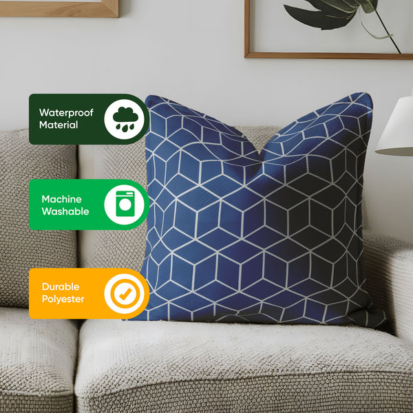 Pack of 2 Blue Cube Cushion Covers
