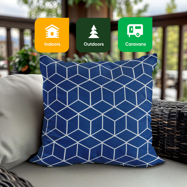 Pack of 2 Blue Cube Cushion Covers
