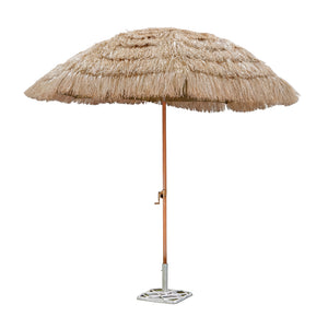 Garden Parasol – Straw Beach Umbrella with Tilt & Wooden Pole