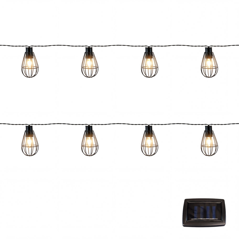 8-Piece Solar String Lights –  LED Metal Bulb Hanging Lights