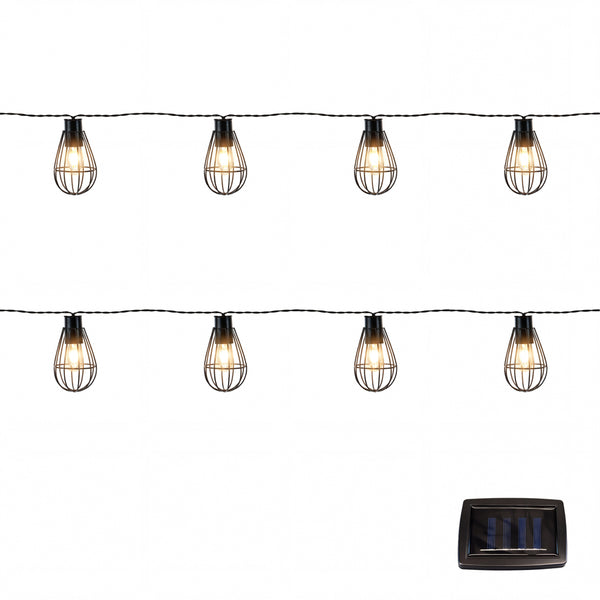8-Piece Solar String Lights –  LED Metal Bulb Hanging Lights