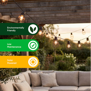 8-Piece Solar String Lights –  LED Metal Bulb Hanging Lights