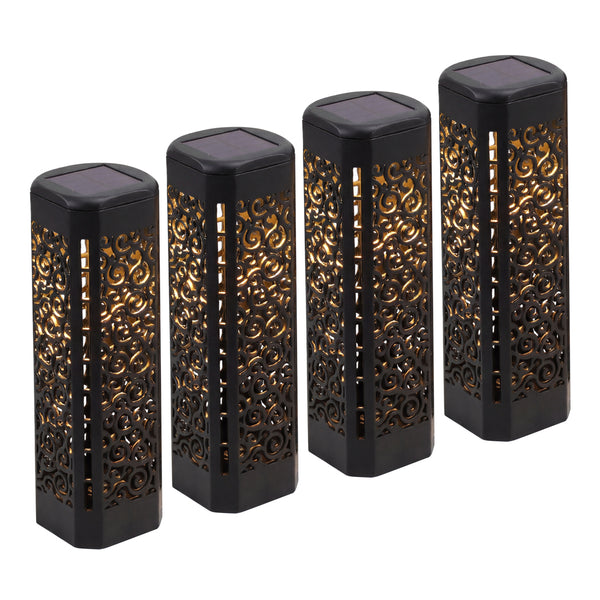 Pack of 4 Solar Stake Lights – Warm White LED Pathway Lights