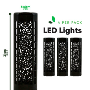 Pack of 4 Solar Stake Lights – Warm White LED Pathway Lights