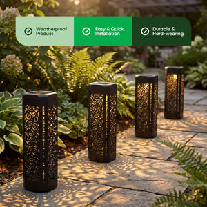 Pack of 4 Solar Stake Lights – Warm White LED Pathway Lights