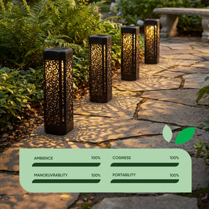 Pack of 4 Solar Stake Lights – Warm White LED Pathway Lights