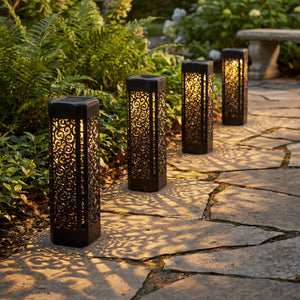 Pack of 4 Solar Stake Lights – Warm White LED Pathway Lights