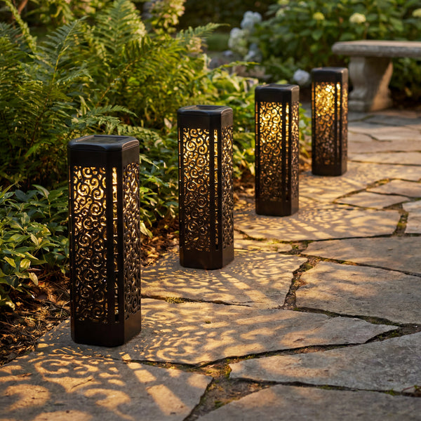 Pack of 4 Solar Stake Lights – Warm White LED Pathway Lights
