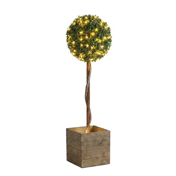 Solar Faux Plant – Bay Ball Tree in Pot with 100 LED Lights