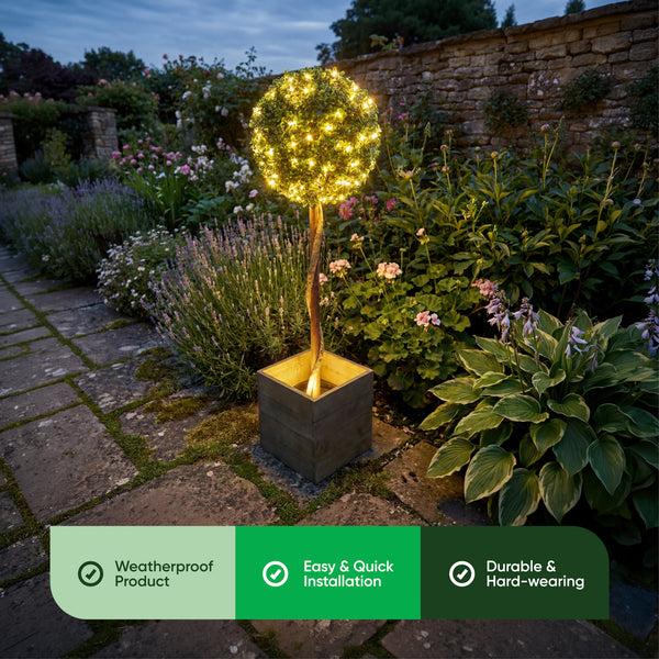 Solar Faux Plant – Bay Ball Tree in Pot with 100 LED Lights
