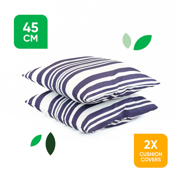Pack of 2 Blue Striped Cushion Covers