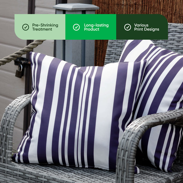 Pack of 2 Blue Striped Cushion Covers