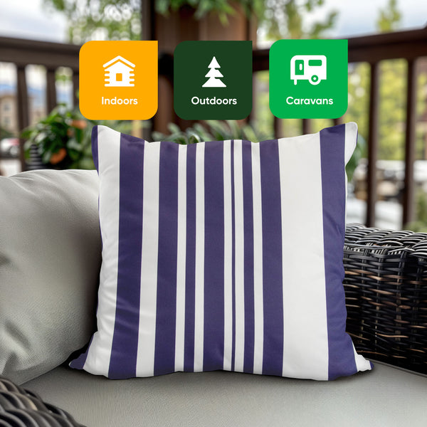Pack of 2 Blue Striped Cushion Covers