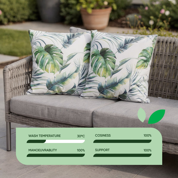 Pair of Outdoor Scatter Cushions – Botanical Leaf Design