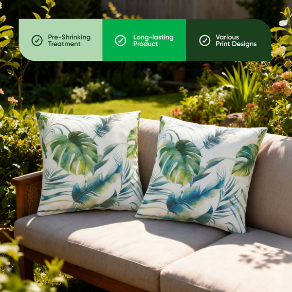 Pair of Outdoor Scatter Cushions – Botanical Leaf Design