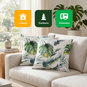 Pair of Outdoor Scatter Cushions – Botanical Leaf Design