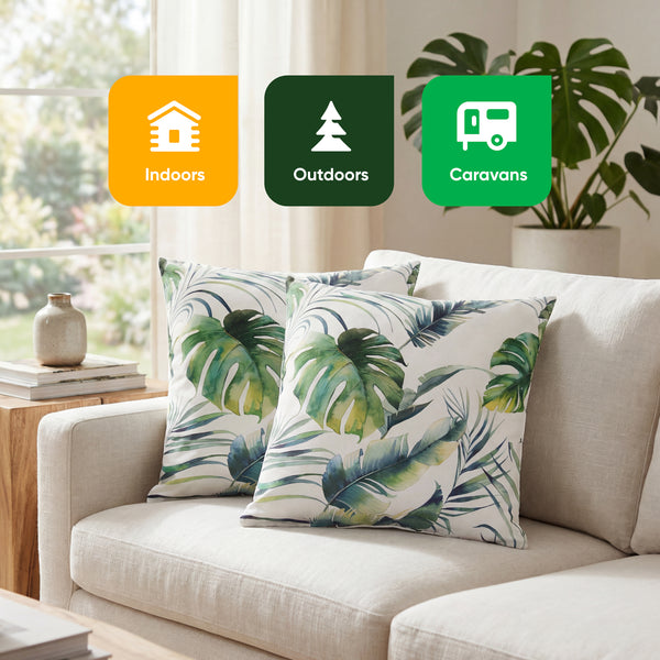 Pair of Outdoor Scatter Cushions – Botanical Leaf Design