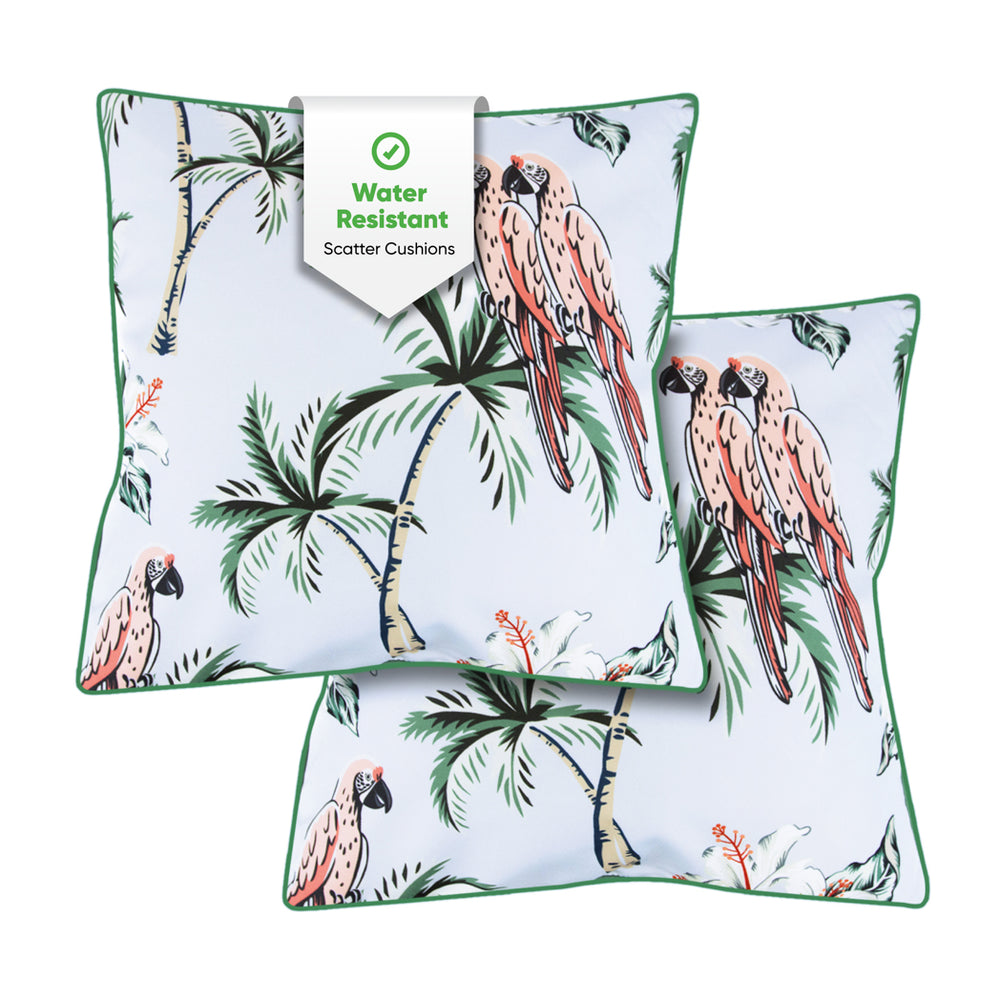 Pair of Outdoor Scatter Cushions – Pink Parrot Design