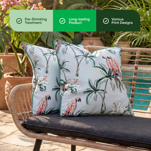 Pair of Outdoor Scatter Cushions – Pink Parrot Design