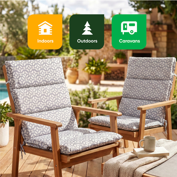 Pair of Outdoor Seat Cushion – Geo Full Length Chair Pad