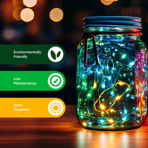 20m Solar Multi-Coloured LED String Lights – 200 LEDs