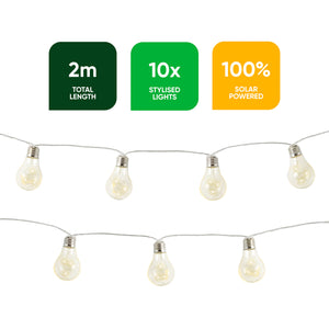 10-Piece Solar String Lights – 2m Micro LED Bulb Lights