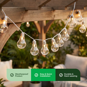 10-Piece Solar String Lights – 2m Micro LED Bulb Lights