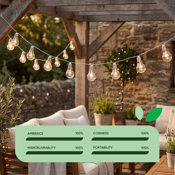 10-Piece Solar String Lights – 2m Micro LED Bulb Lights