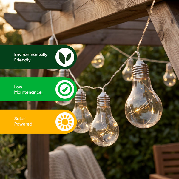 10-Piece Solar String Lights – 2m Micro LED Bulb Lights