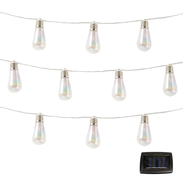 10-Piece Solar String Lights – 2m Tubular LED Bulb Lights