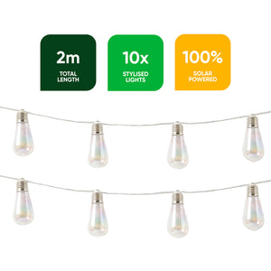 10-Piece Solar String Lights – 2m Tubular LED Bulb Lights