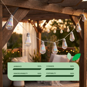 10-Piece Solar String Lights – 2m Tubular LED Bulb Lights