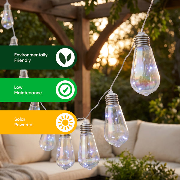 10-Piece Solar String Lights – 2m Tubular LED Bulb Lights