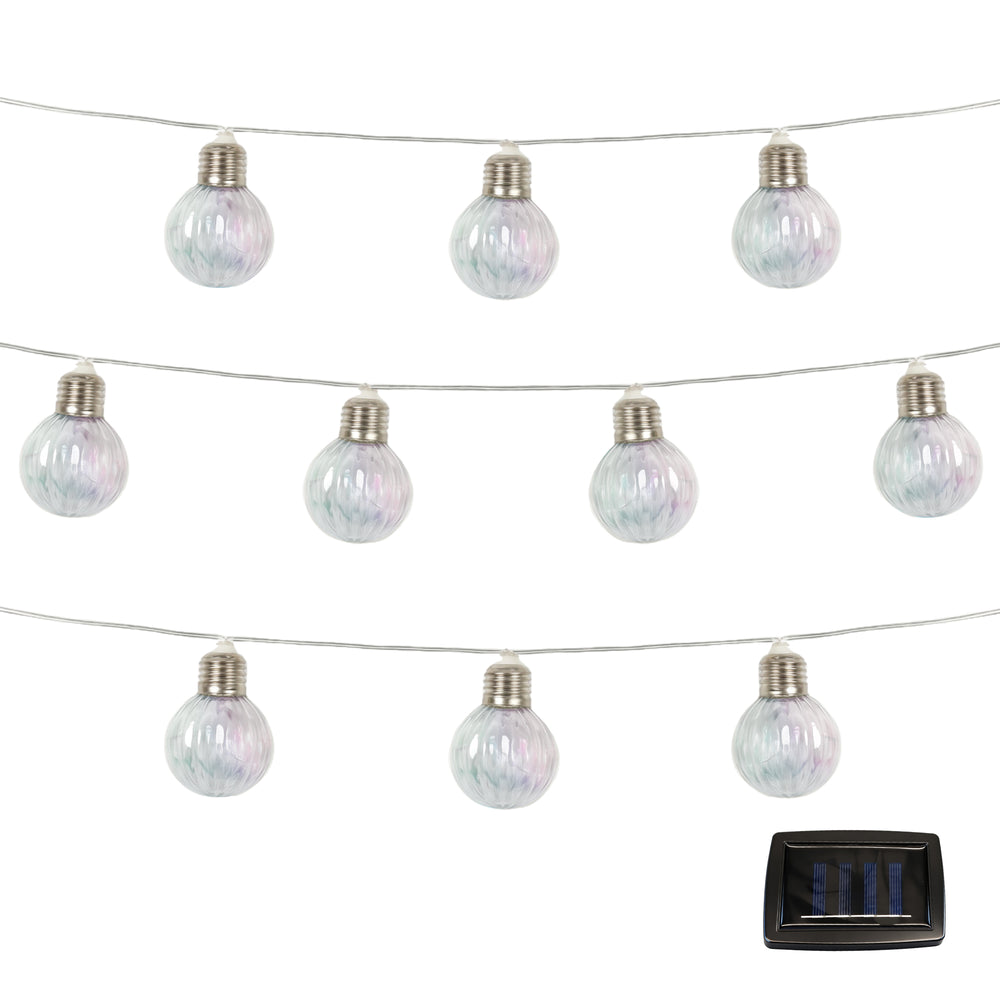 10-Piece Solar String Lights – 2m Iridescent LED Bulb Lights