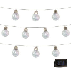 10-Piece Solar String Lights – 2m Iridescent LED Bulb Lights
