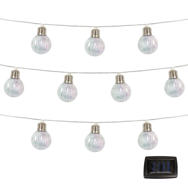 10-Piece Solar String Lights – 2m Iridescent LED Bulb Lights