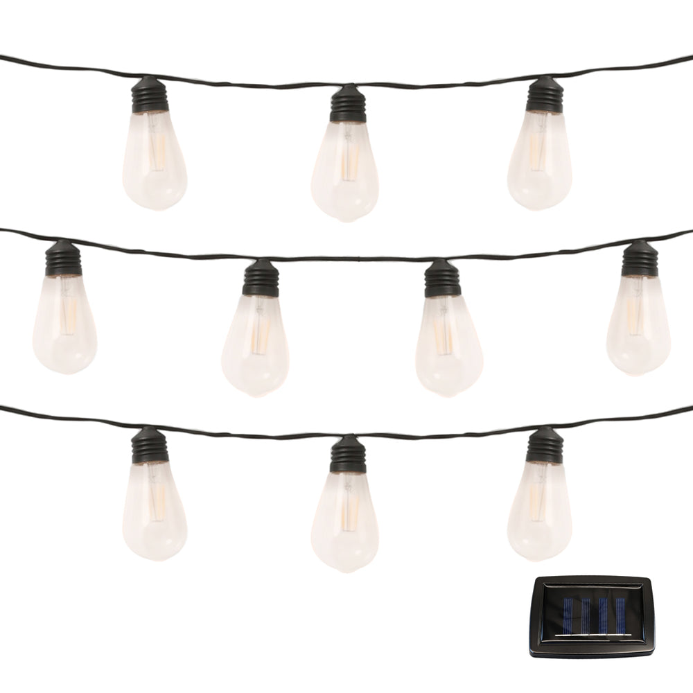 10-Piece Solar String Lights – 2m Filament LED Bulb Lights
