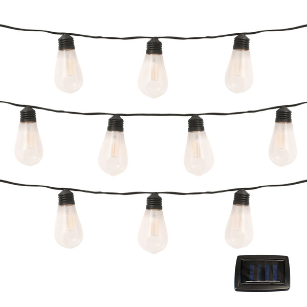 10-Piece Solar String Lights – 2m Filament LED Bulb Lights