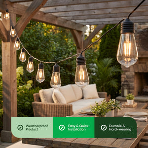10-Piece Solar String Lights – 2m Filament LED Bulb Lights