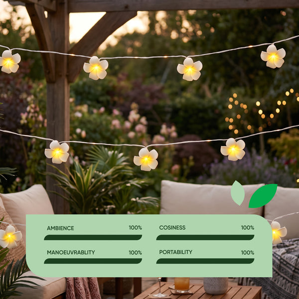 20-Piece Solar String Lights – 2m Frangipani Flower LED Lights