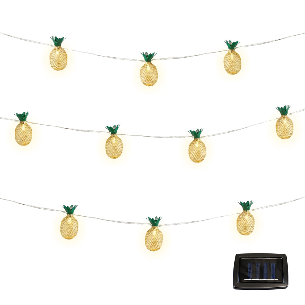 10-Piece Solar String Lights – 2m Pineapple Lantern LED Lights