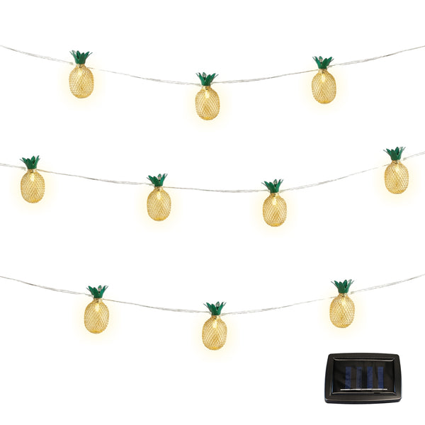 10-Piece Solar String Lights – 2m Pineapple Lantern LED Lights