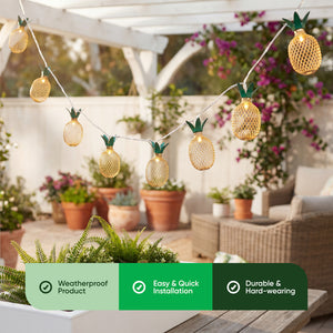 10-Piece Solar String Lights – 2m Pineapple Lantern LED Lights