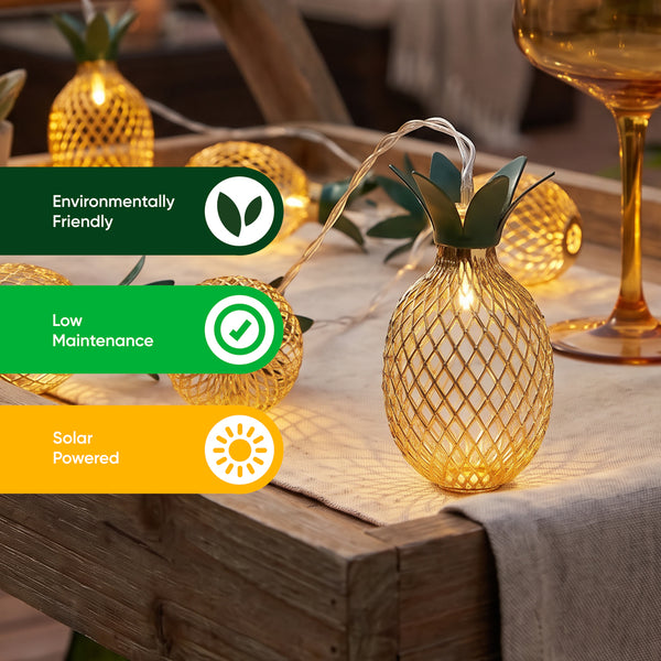 10-Piece Solar String Lights – 2m Pineapple Lantern LED Lights