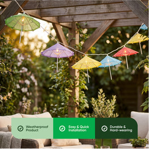 10-Piece Solar String Lights – 2m Cocktail Umbrella LED Lights