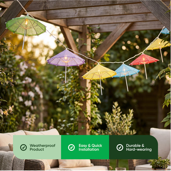 10-Piece Solar String Lights – 2m Cocktail Umbrella LED Lights
