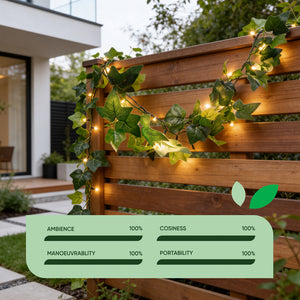 2m Solar Ivy Outdoor Garland String Lights with 20 LED Lights