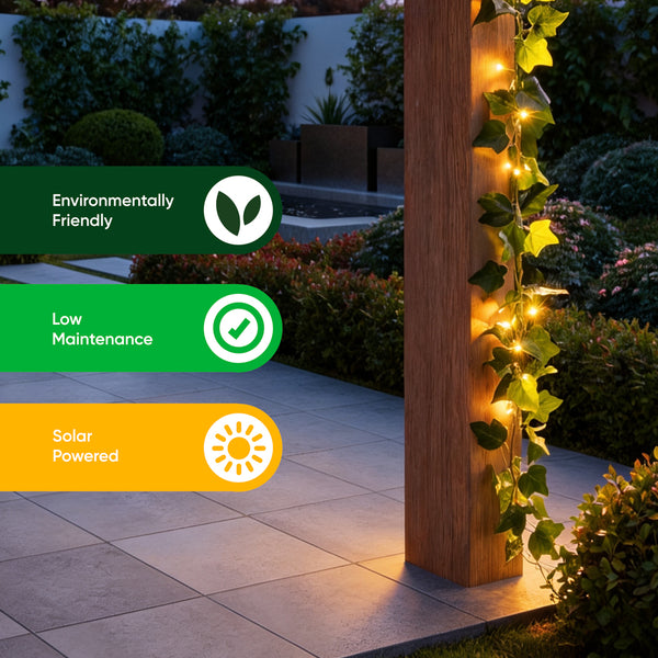 2m Solar Ivy Outdoor Garland String Lights with 20 LED Lights