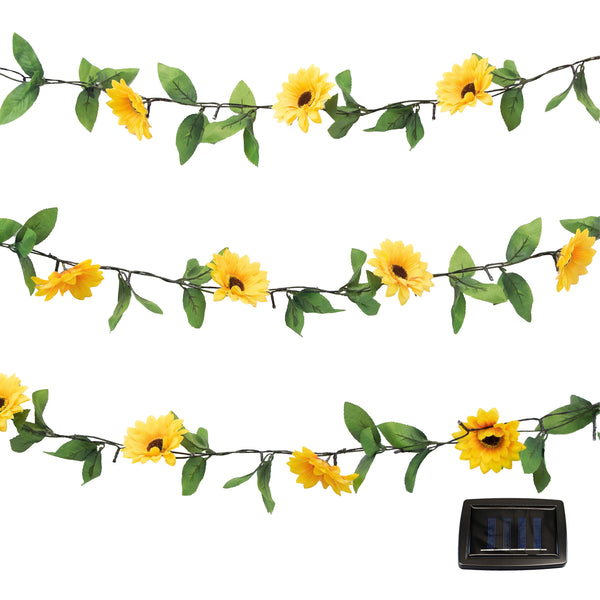 25 LED Solar String Lights – 2m Sunflower Garland LED Lights