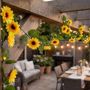 25 LED Solar String Lights – 2m Sunflower Garland LED Lights